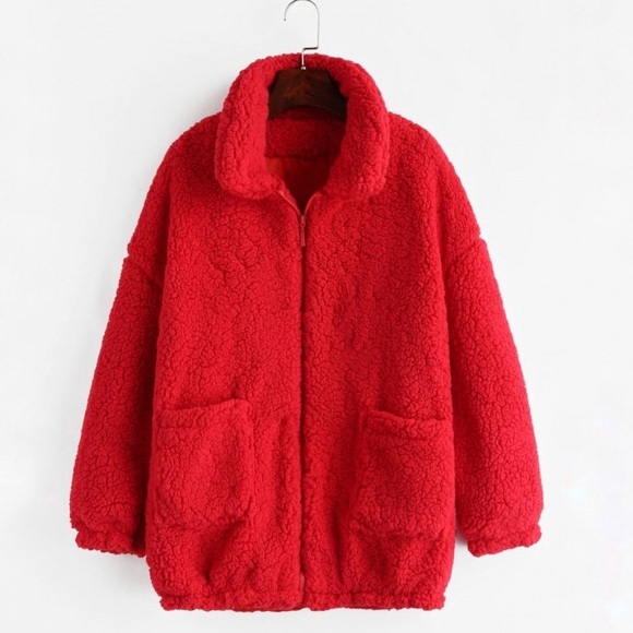 Red Zaful Sherpa Jacket - Picture 1 of 1